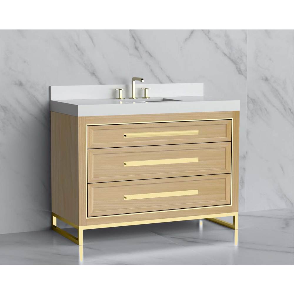 Madeli - Madeli Vision 48C'' Free standing Vanity Cabinet in Natural Oak/HW: Handle & Feet Polished Chrome(PC) - Natural Oak With Polished Chrome