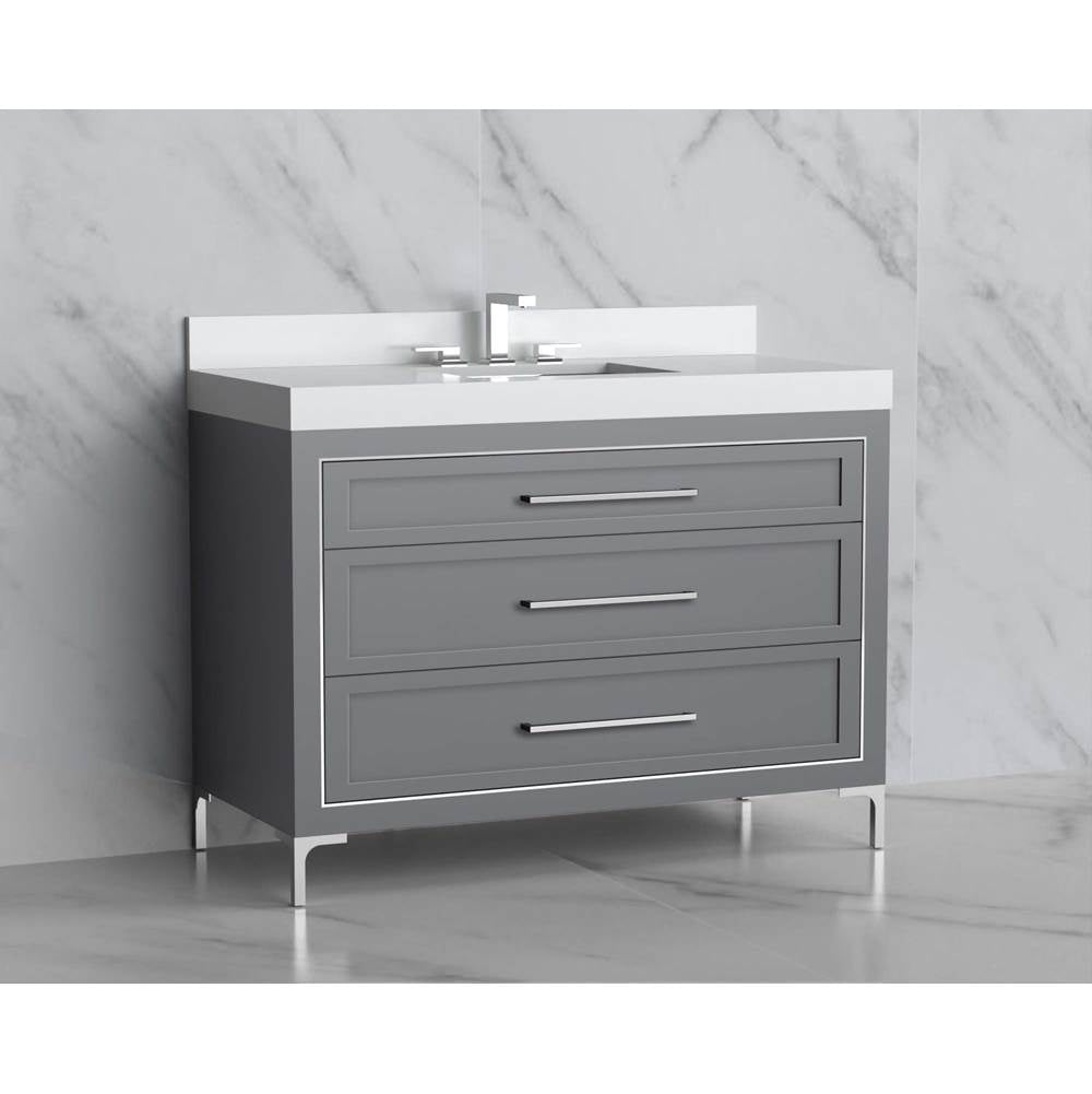 Madeli - Madeli Vision 48C'' Free standing Vanity Cabinet in Studio Grey/HW: Handles/Feet Polished Nickel(PN) - Studio Gray With Polished Nickel
