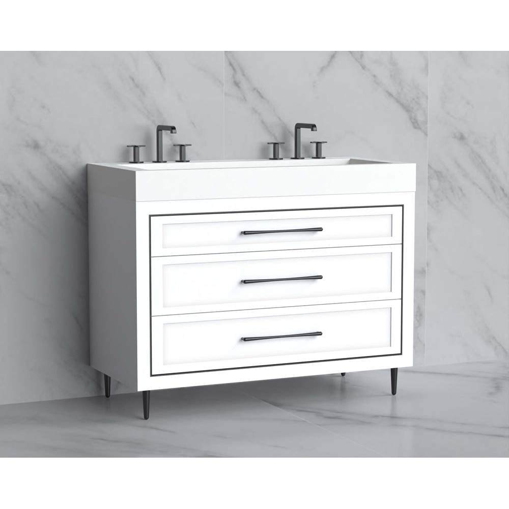 Madeli - Madeli Vision 48D'' Free standing Vanity Cabinet in White/HW: Handles/Feet Polished Chrome(PC) - White With Polished Chrome