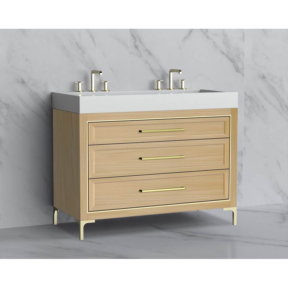 Madeli - Madeli Vision 48D'' Free standing Vanity Cabinet in Natural Oak/HW: Handle & Feet Polished Chrome(PC) - Natural Oak With Polished Chrome