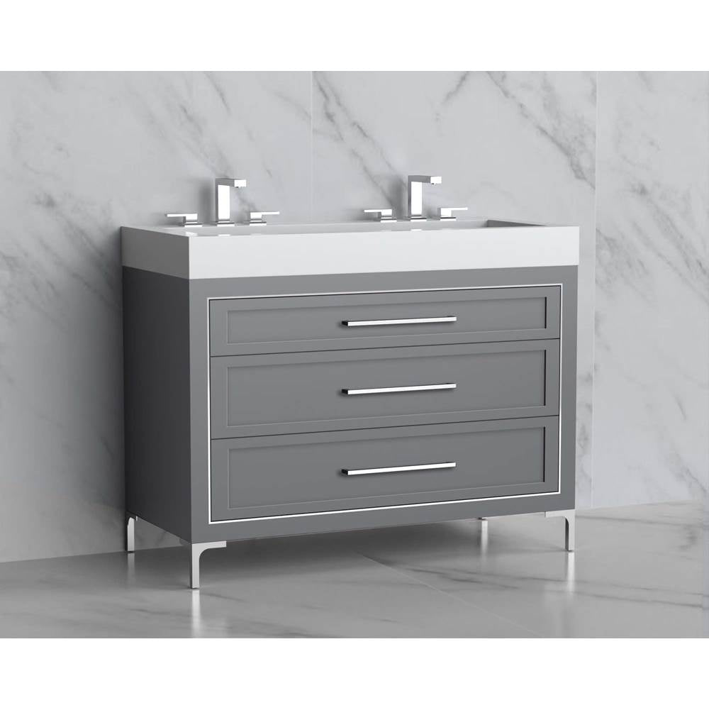 Madeli - Madeli Vision 48D'' Free standing Vanity Cabinet in Studio Grey/HW: Handles/Feet Polished Chrome(PC) - Studio Gray With Polished Chrome
