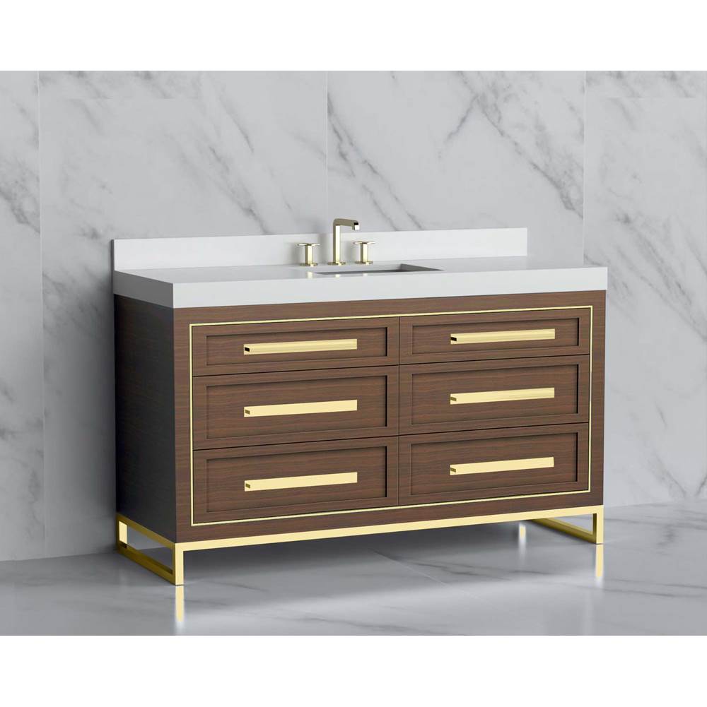 Madeli - Madeli Vision 60C'' Free standing Vanity Cabinet in Brandy/HW: Handles/Feet Polished Chrome(PC) - Brandy With Polished Chrome