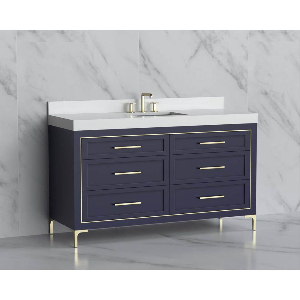 Madeli - Madeli Vision 60C'' Free standing Vanity Cabinet in Sapphire/HW: Handles/Feet Brushed Nickel(BN) - Sapphire With Brushed Nickel