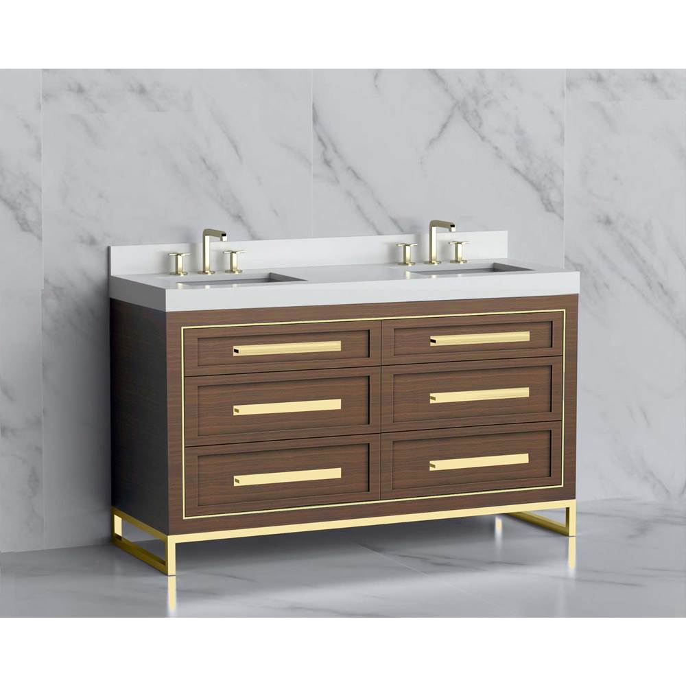 Madeli - Madeli Vision 60D'' Free standing Vanity Cabinet in Brandy/HW: Handles/Feet Matte Black(MB) - Brandy With Matte Black