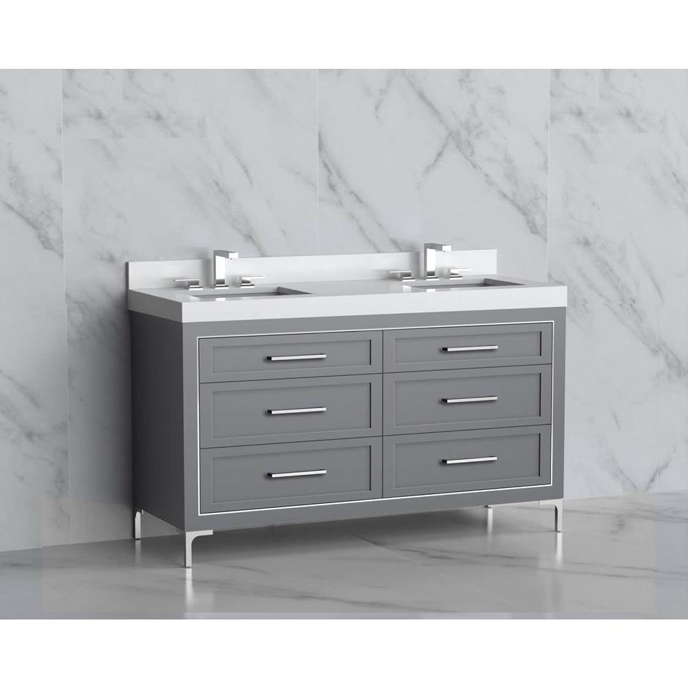 Madeli - Madeli Vision 60D'' Free standing Vanity Cabinet in Studio Grey/HW: Handles/Feet Matte Black(MB) - Studio Gray With Matte Black
