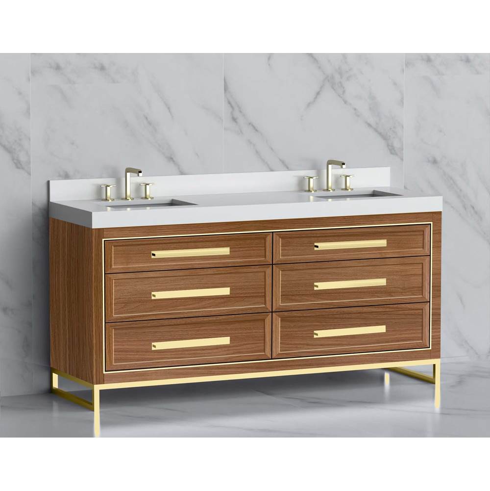 Madeli - Madeli Vision 72D'' Free standing Vanity Cabinet in Natural Walnut/HW: Handle & Feet Matte Black(MB) - Natural Walnut With Matte Black