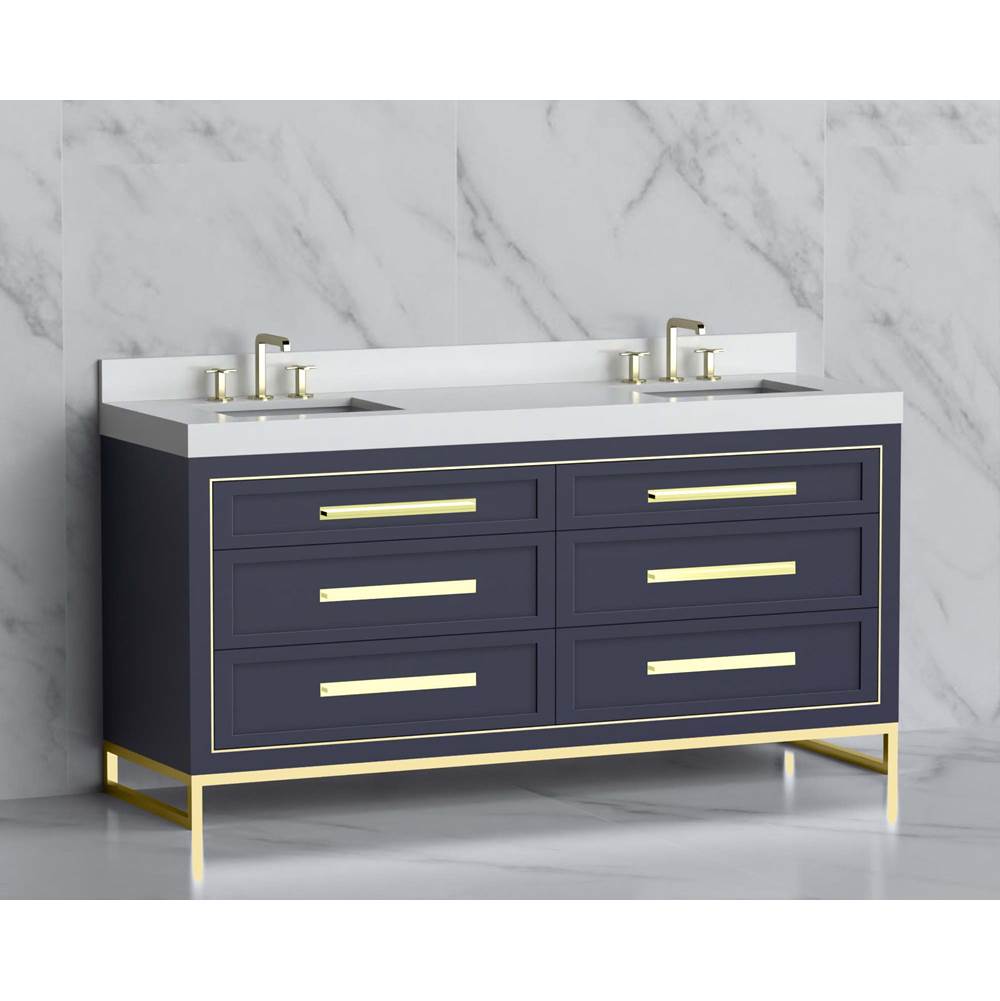 Madeli - Madeli Vision 72D'' Free standing Vanity Cabinet in Sapphire/HW: Handles/Feet Matte Black(MB) - Sapphire With Matte Black
