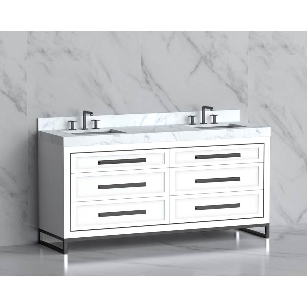 Madeli - Madeli Vision 72D'' Free standing Vanity Cabinet in White/HW: Handles/Feet Brushed Nickel(BN) - White With Brushed Nickel