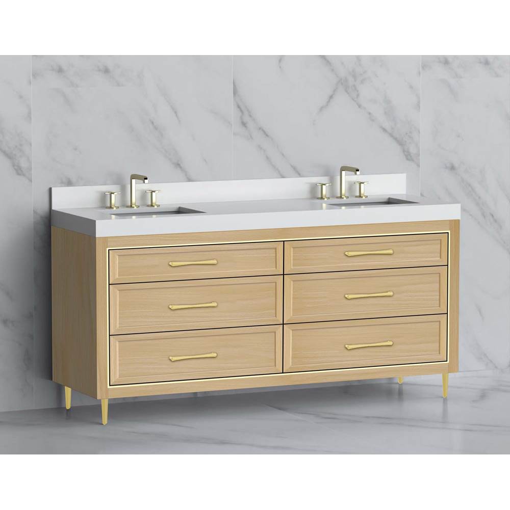 Madeli - Madeli Vision 72D'' Free standing Vanity Cabinet in Natural Oak/HW: Handle & Feet Brushed Nickel(BN) - Natural Oak With Brushed Nickel