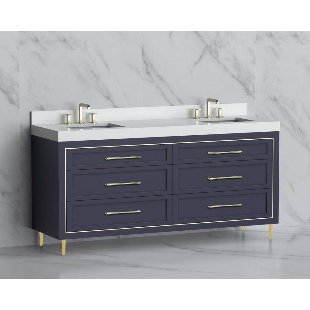 Madeli - Madeli Vision 72D'' Free standing Vanity Cabinet in Sapphire/HW: Handles/Feet Matte Black(MB) - Sapphire With Matte Black