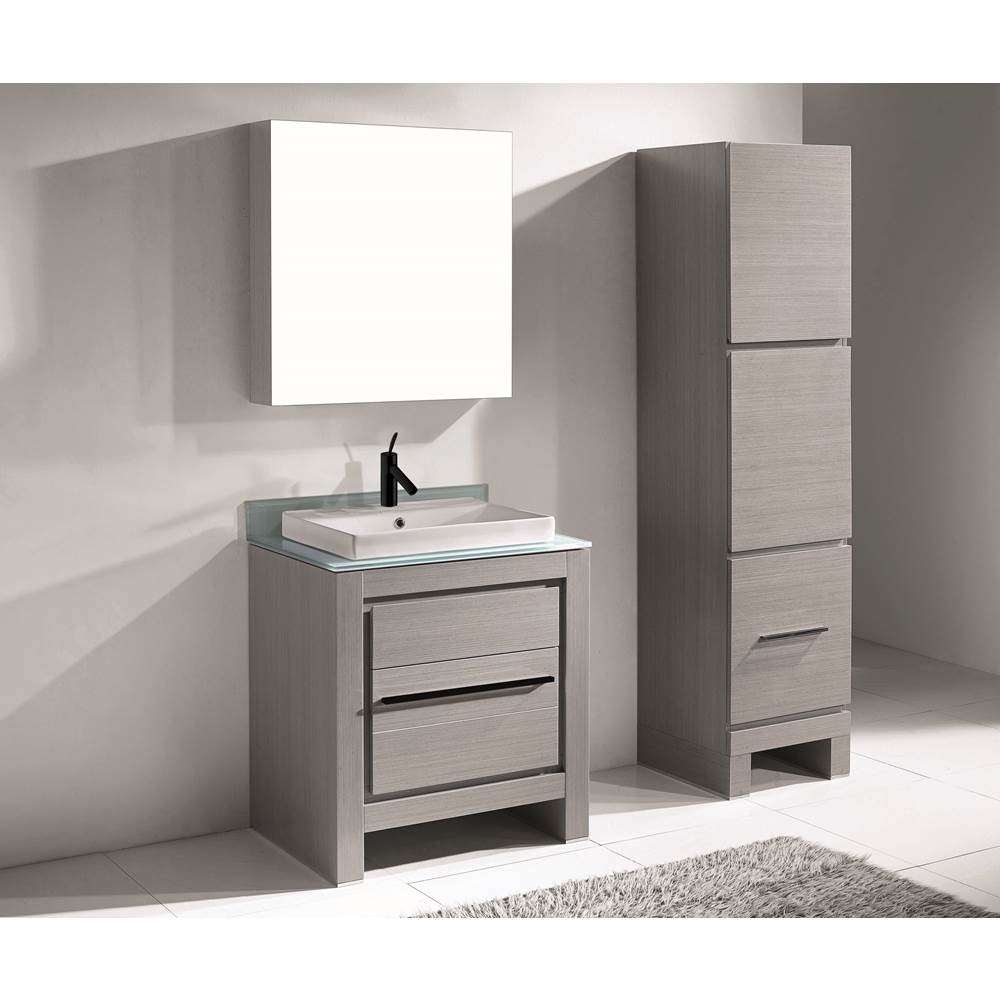 Madeli - Madeli Vicenza 30'' Free Standing Ash Grey/HW: Matte Black(MB) - Ash Gray With Matte Black