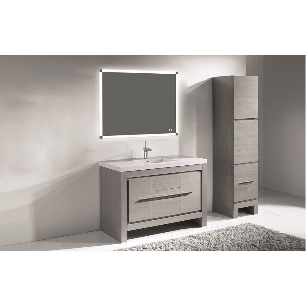 Madeli - Madeli Vicenza 48C'' Free Standing Ash Grey/HW: Satin Brass(SB) - Ash Gray With Satin Brass