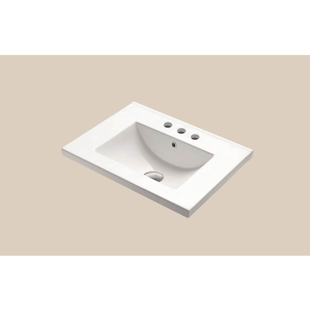 Madeli - Madeli Ceramic Basin CB-8124 Semi-Recess in White with 8'' Widespread Faucet Holes - White