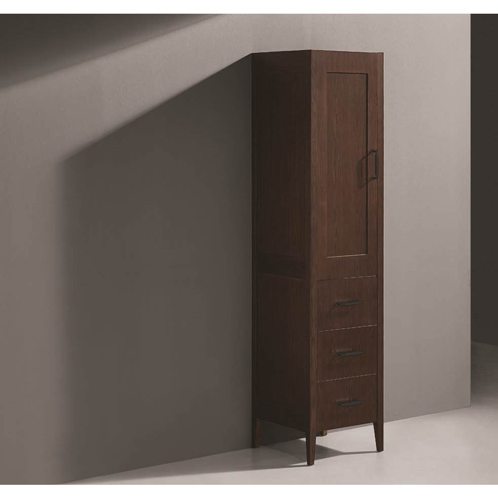 Madeli - Madeli Encore 18''W x 18''D x 76''H Free Standing Linen Cabinet L Hinged In Brandy/HW: Matte Black(MB) - Brandy With Matte Black