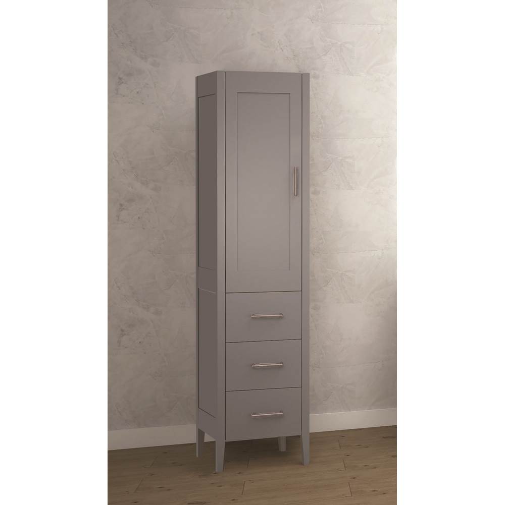 Madeli - Madeli Encore 18''W x 18''D x 76''H Free Standing Linen Cabinet L Hinged In Studio Grey/HW: Polished Chrome(PC) - Studio Gray With Polished Chrome