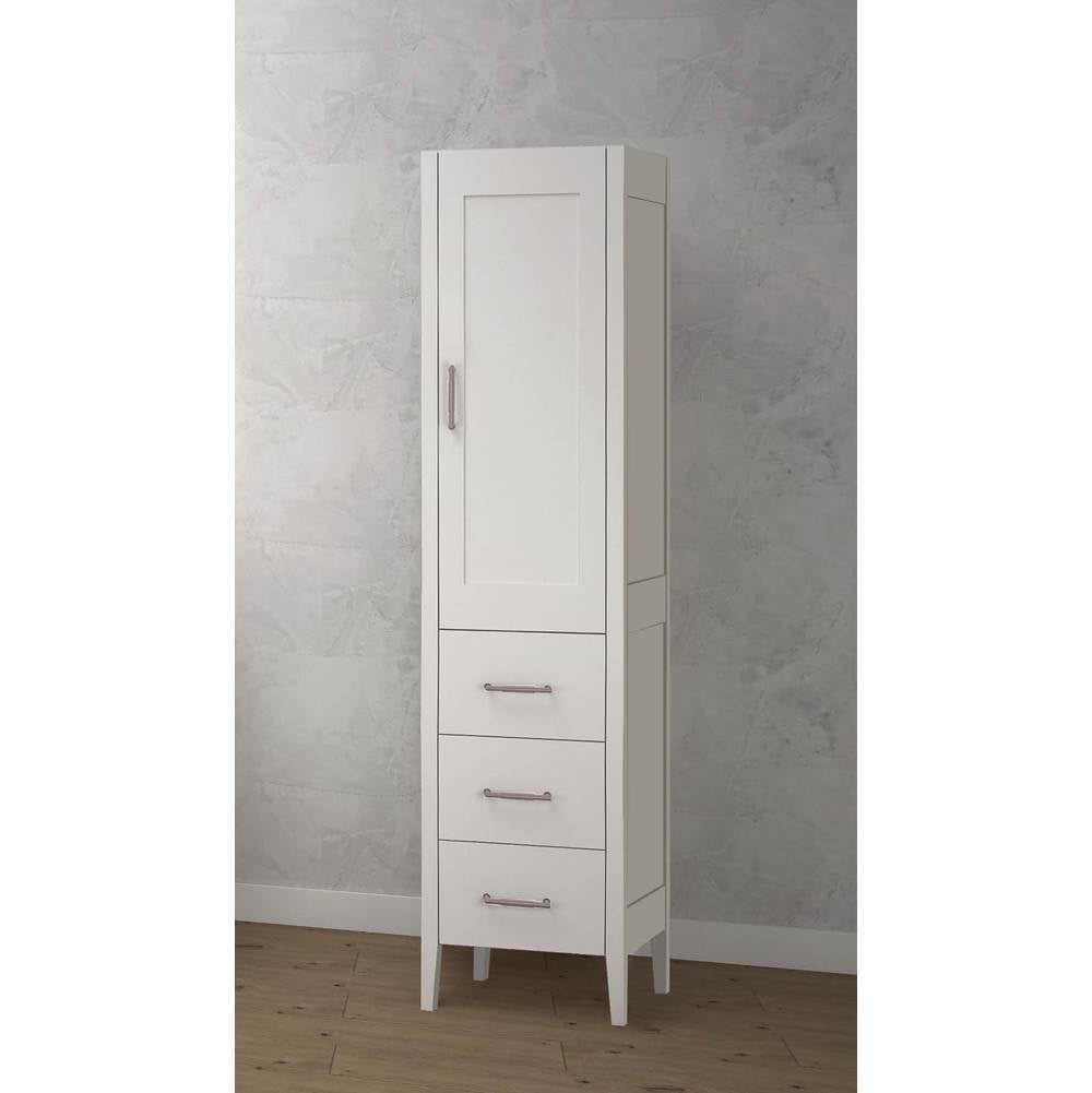 Madeli - Madeli Encore 18''W x 18''D x 76''H Free Standing Linen Cabinet R Hinged In White/HW: Polished Nickel(PN) - White With Polished Nickel