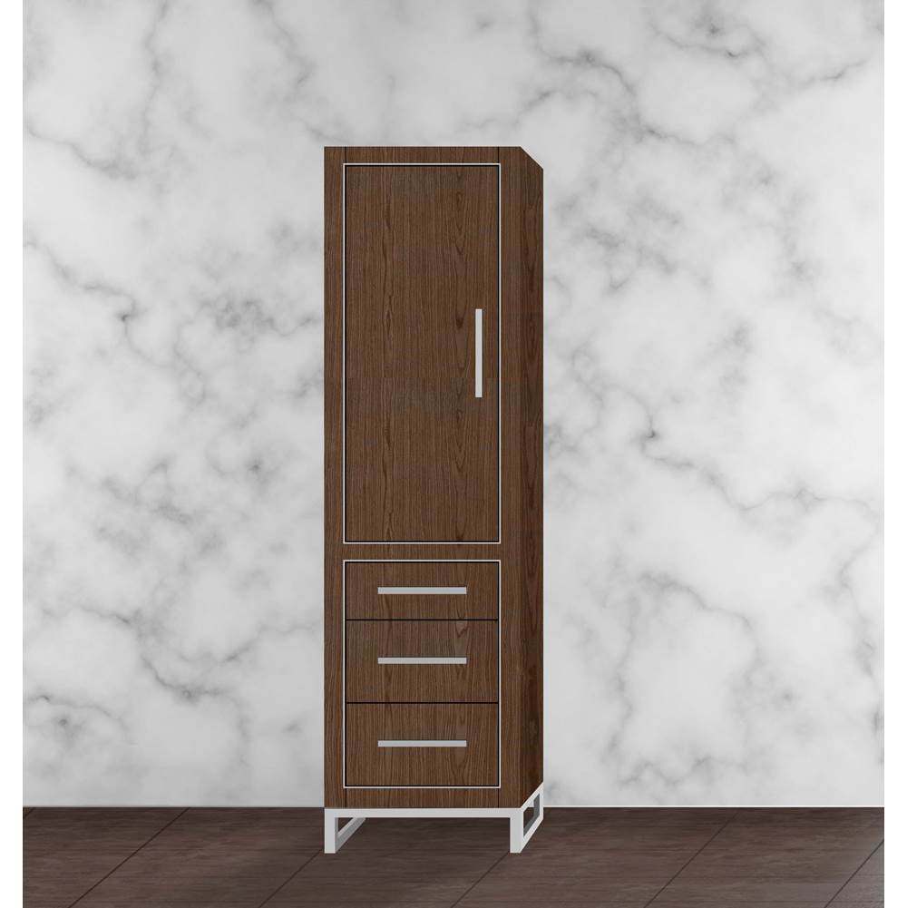 Madeli - Madeli Estate 20''W x 18''D x 76''H Free Standing Linen Cabinet L Hinged In Brandy/HW: Polished Chrome(PC) - Brandy With Polished Chrome