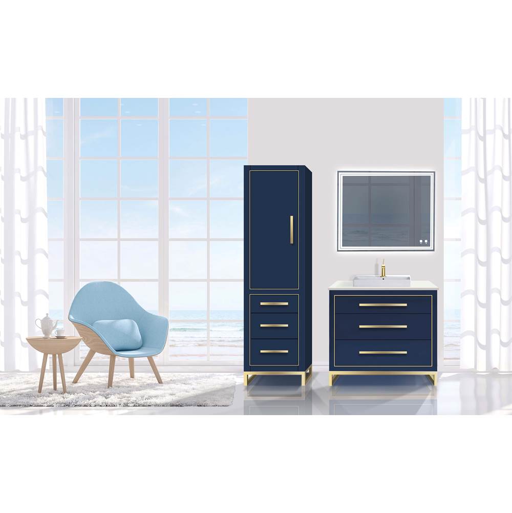 Madeli - Madeli Estate 20''W x 18''D x 76''H Free Standing Linen Cabinet L Hinged In Sapphire/HW: Matte Black(MB) - Sapphire With Matte Black