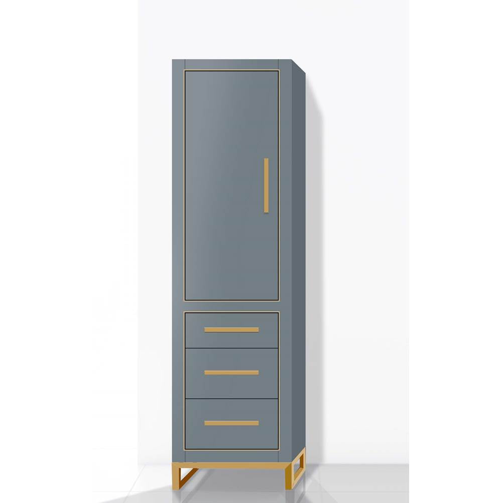 Madeli - Madeli Estate 20''W x 18''D x 76''H Free Standing Linen Cabinet L Hinged In Studio Grey/HW: Satin Brass(SB) - Studio Gray