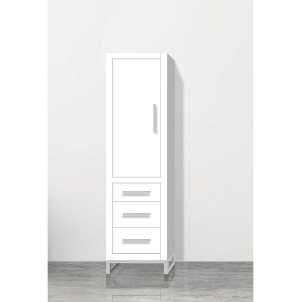 Madeli - Madeli Estate 20''W x 18''D x 76''H Free Standing Linen Cabinet L Hinged In White/HW: Polished Nickel(PN) - White With Polished Nickel