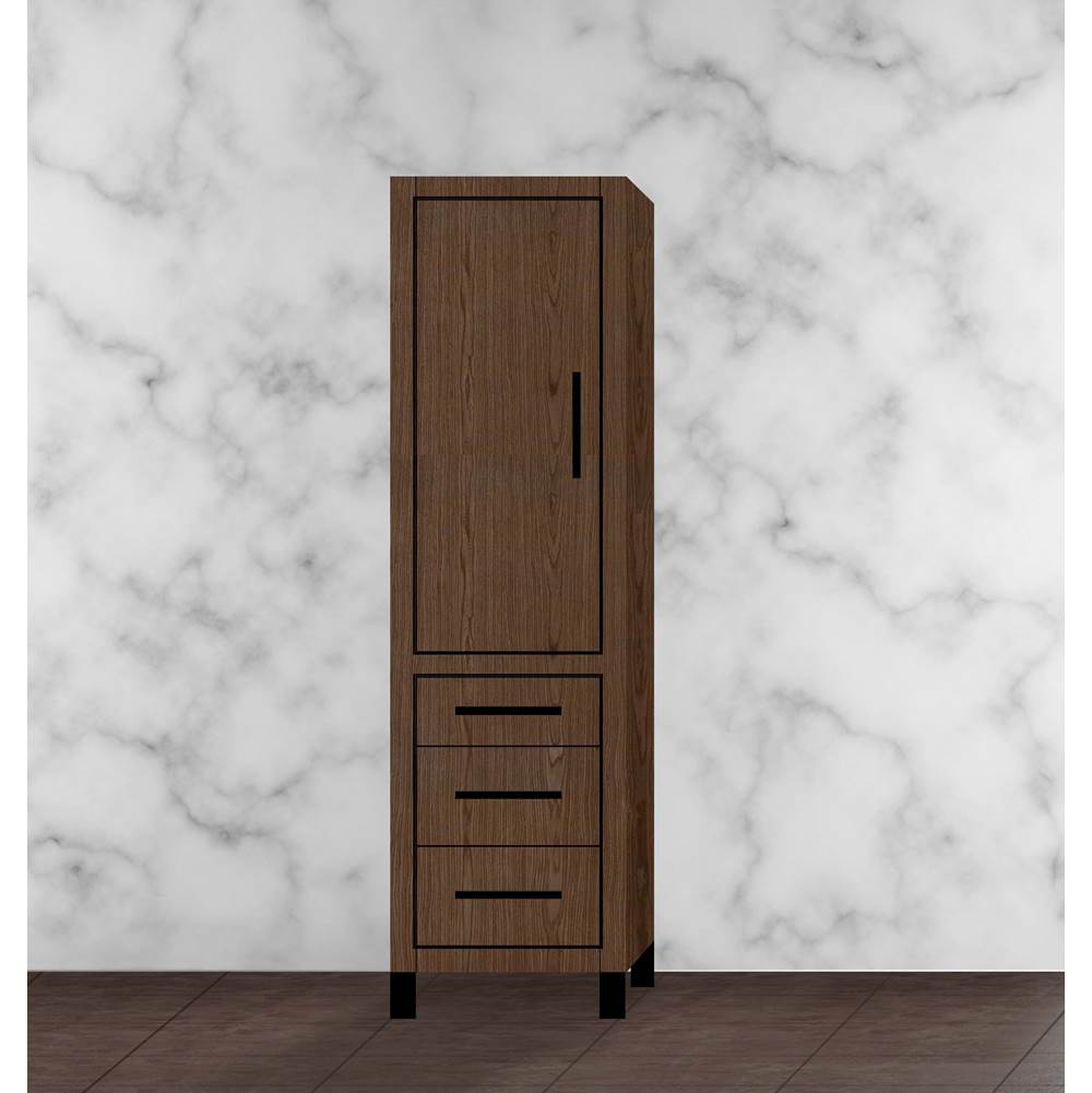 Madeli - Madeli Estate 20''W x 18''D x 76''H Free Standing Linen Cabinet L Hinged In Brandy/HW: Matte Black(MB) - Brandy With Matte Black