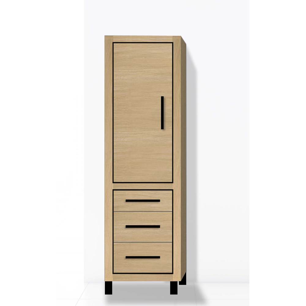 Madeli - Madeli Estate 20''W x 18''D x 76''H Free Standing Linen Cabinet L Hinged In Natural Oak/HW: Brushed Nickel(BN) - Natural Oak With Polished Chrome