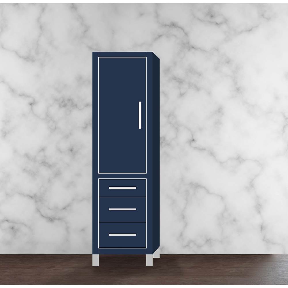 Madeli - Madeli Estate 20''W x 18''D x 76''H Free Standing Linen Cabinet L Hinged In Sapphire/HW: Polished Nickel(PN) - Sapphire With Polished Nickel
