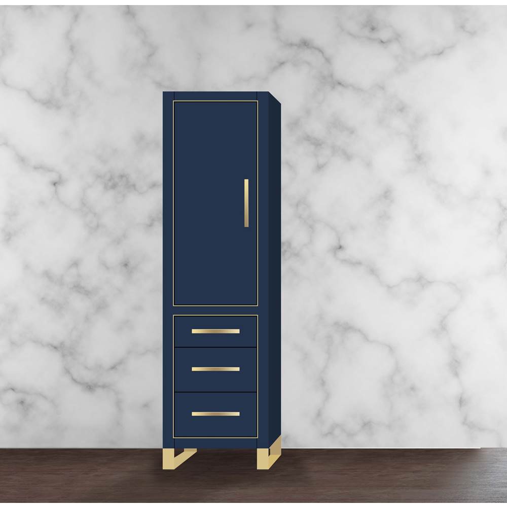 Madeli - Madeli Estate 20''W x 18''D x 76''H Free Standing Linen Cabinet L Hinged In Sapphire/HW: Satin Brass(SB) - Sapphire With Satin Brass
