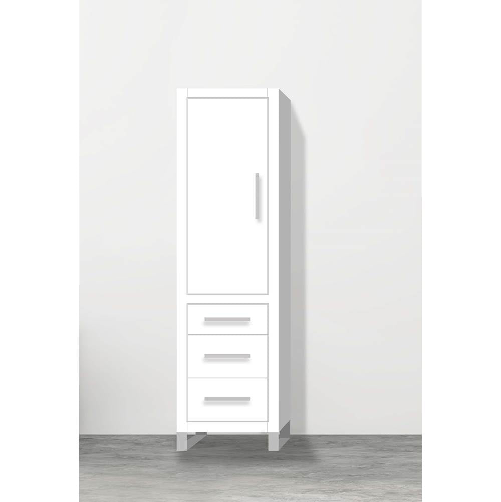 Madeli - Madeli Estate 20''W x 18''D x 76''H Free Standing Linen Cabinet L Hinged In White/HW: Brushed Nickel(BN) - White With Brushed Nickel