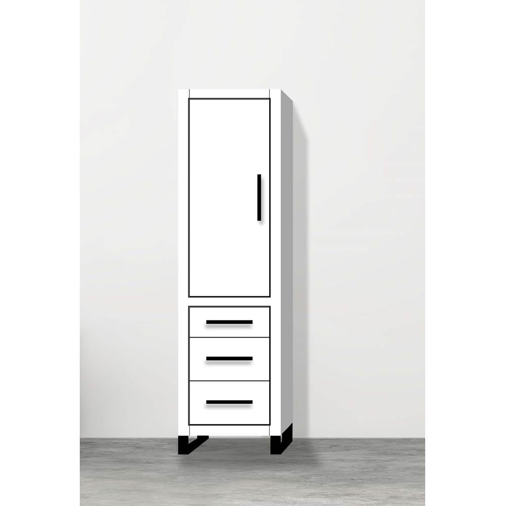 Madeli - Madeli Estate 20''W x 18''D x 76''H Free Standing Linen Cabinet L Hinged In White/HW: Matte Black(MB) - White With Matte Black