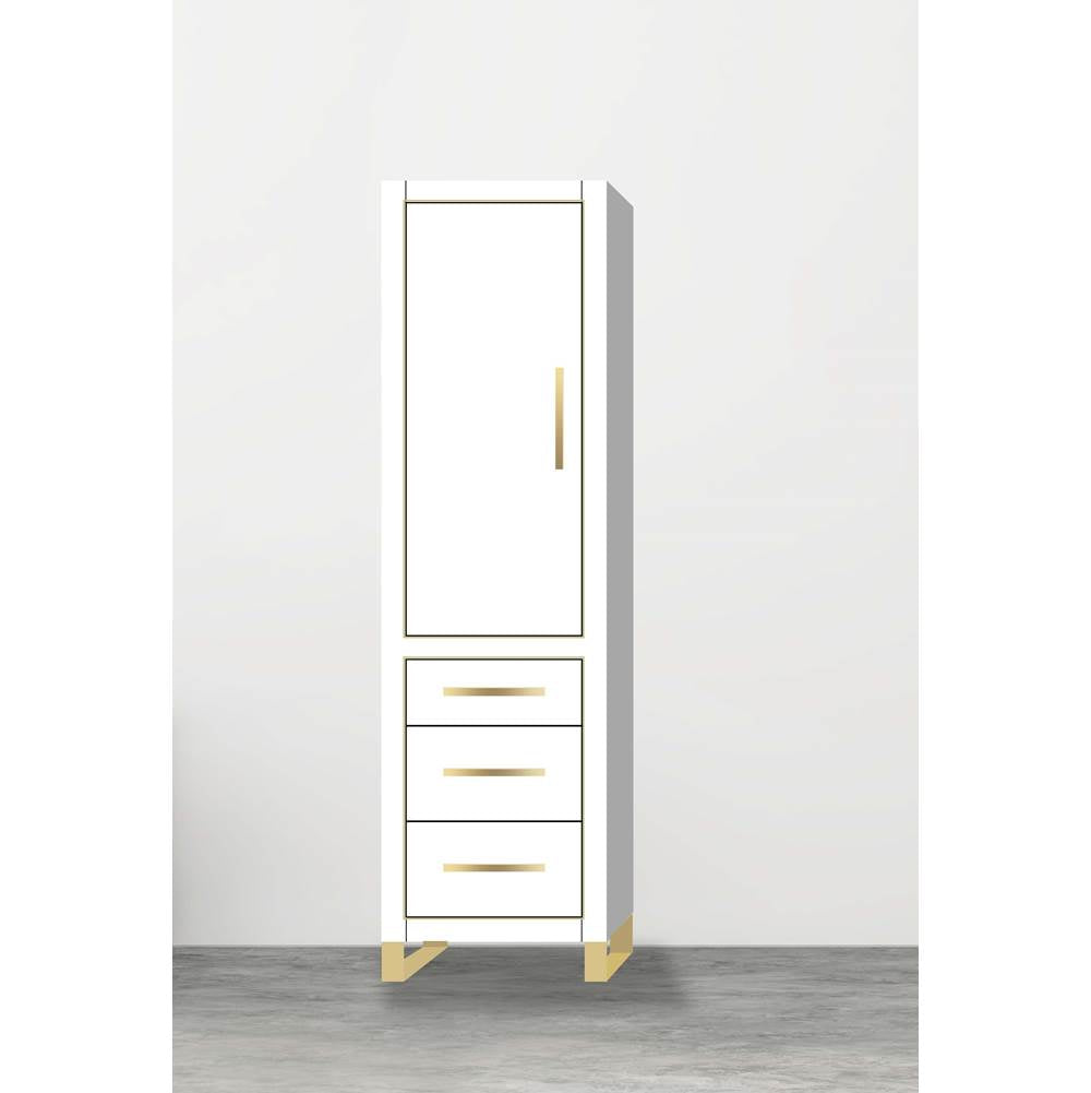 Madeli - Madeli Estate 20''W x 18''D x 76''H Free Standing Linen Cabinet L Hinged In White/HW: Satin Brass(SB) - White With Satin Brass