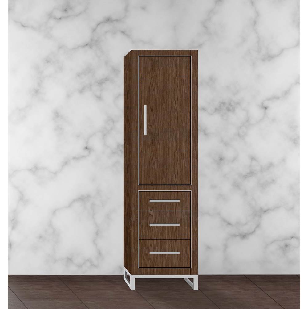 Madeli - Madeli Estate 20''W x 18''D x 76''H Free Standing Linen Cabinet R Hinged In Brandy/HW: Polished Chrome(PC) - Brandy With Polished Chrome