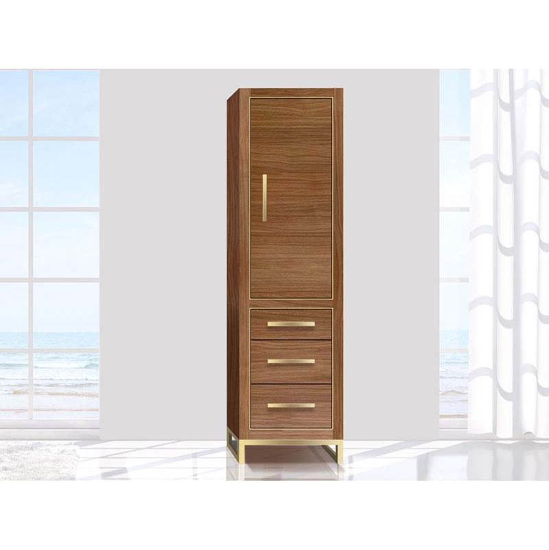 Madeli - Madeli Estate 20''W x 18''D x 76''H Free Standing Linen Cabinet R Hinged In Natural Walnut/HW: Satin Brass(SB) - Natural Walnut With Polished Nickel