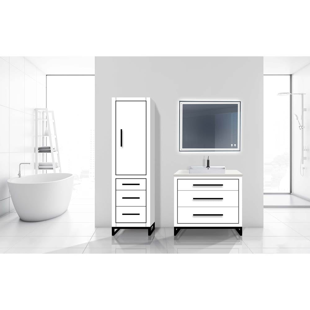 Madeli - Madeli Estate 20''W x 18''D x 76''H Free Standing Linen Cabinet R Hinged In White/HW: Matte Black(MB) - White With Matte Black