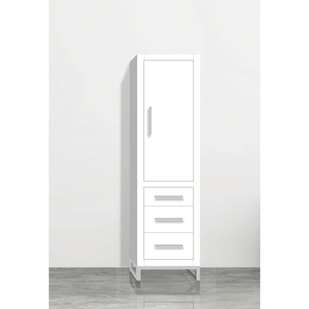 Madeli - Madeli Estate 20''W x 18''D x 76''H Free Standing Linen Cabinet R Hinged In White/HW: Polished Nickel(PN) - White With Polished Nickel