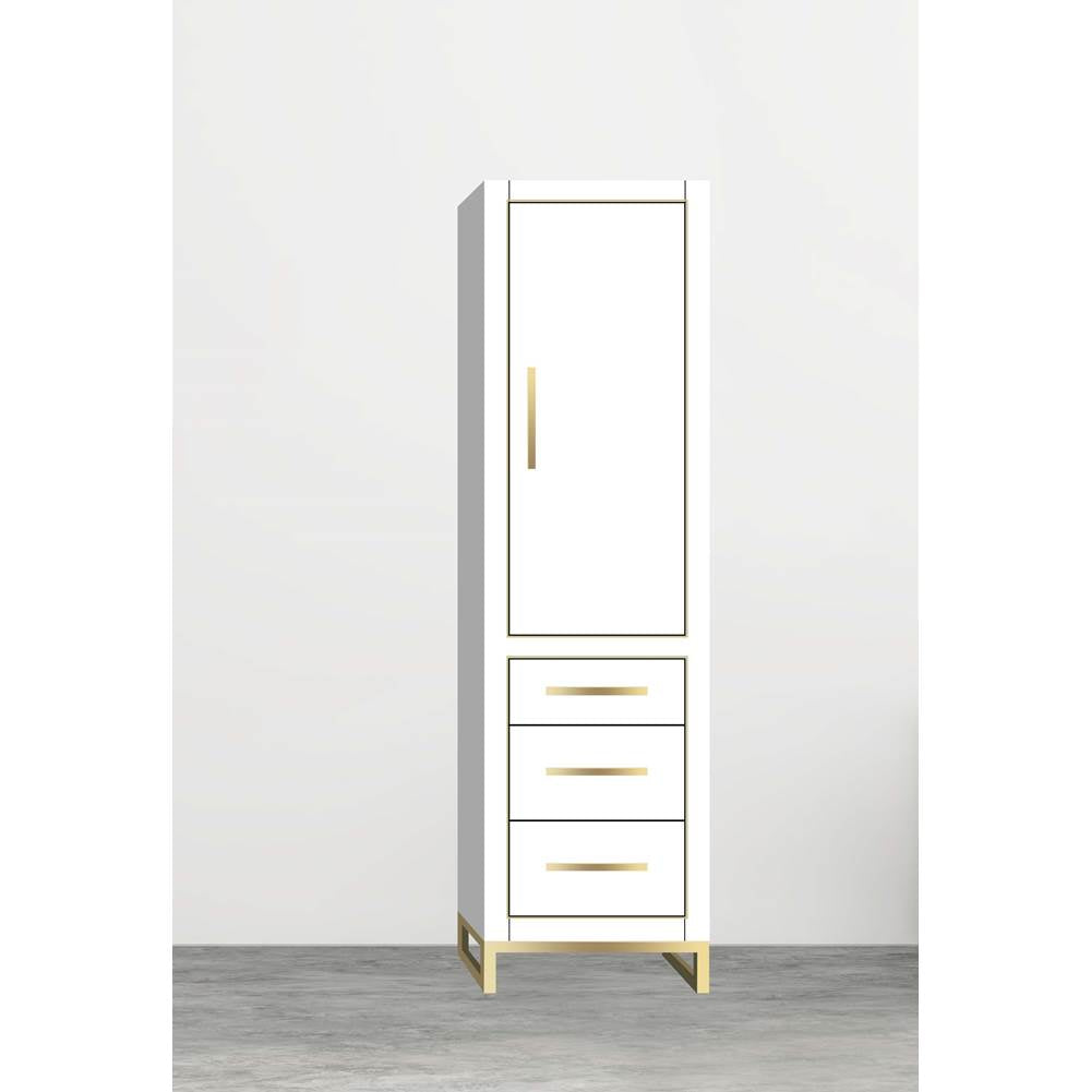 Madeli - Madeli Estate 20''W x 18''D x 76''H Free Standing Linen Cabinet R Hinged In White/HW: Satin Brass(SB) - White With Satin Brass