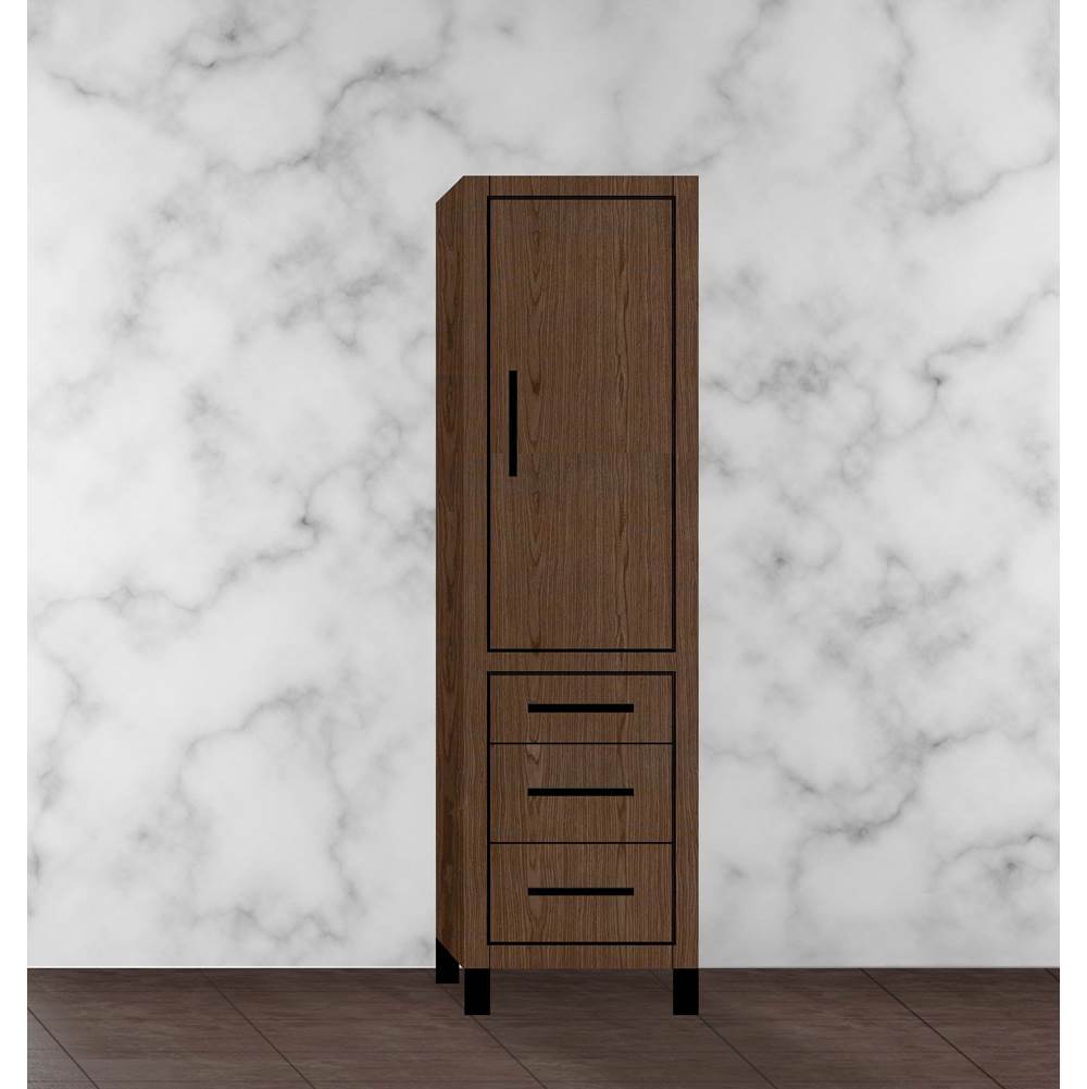 Madeli - Madeli Estate 20''W x 18''D x 76''H Free Standing Linen Cabinet R Hinged In Brandy/HW: Matte Black(MB) - Brandy With Matte Black