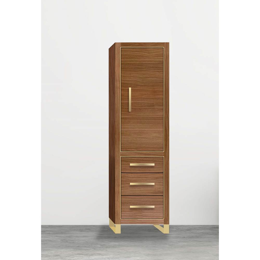 Madeli - Madeli Estate 20''W x 18''D x 76''H Free Standing Linen Cabinet R Hinged In Natural Walnut/HW: Polished Nickel(PN) - Natural Walnut With Matte Black