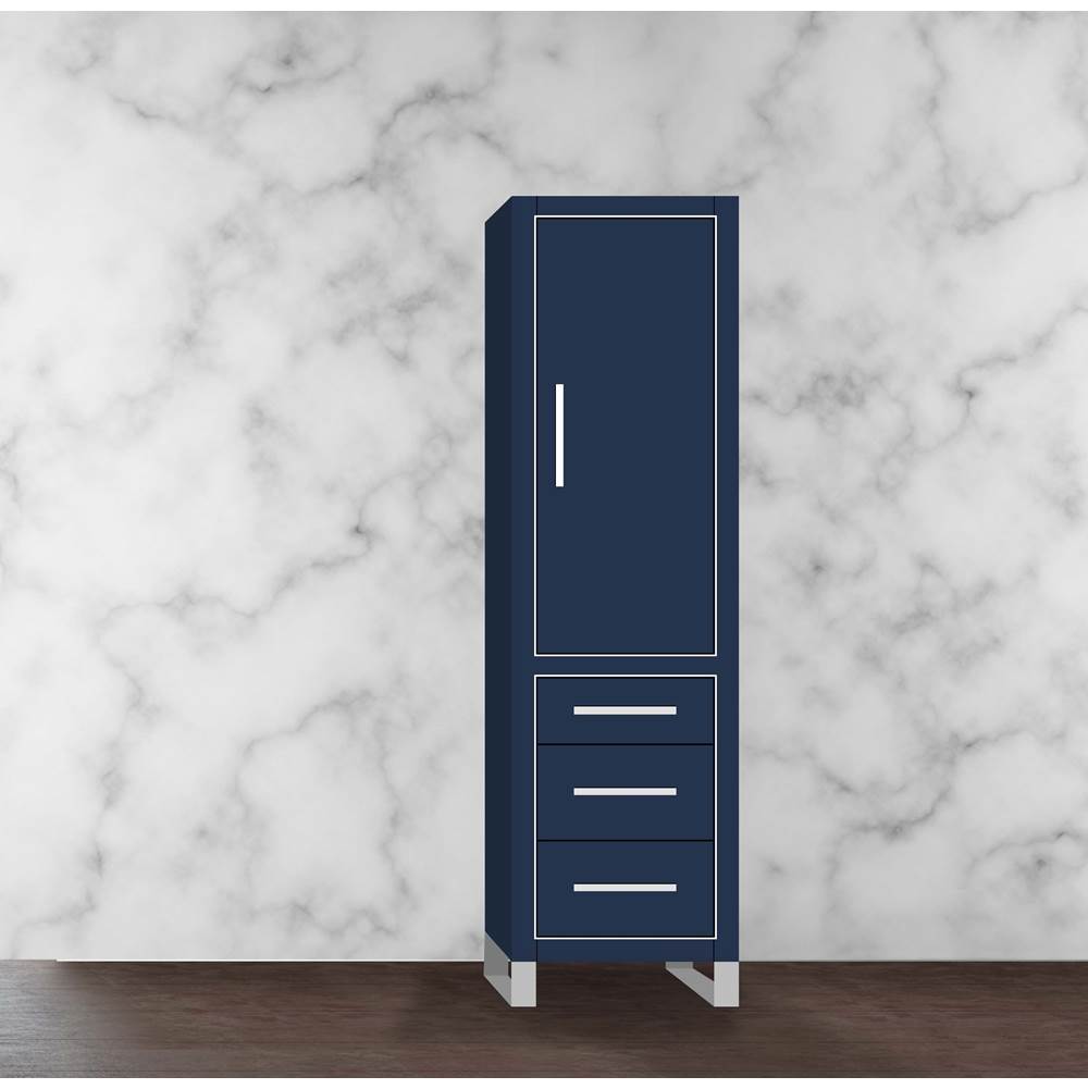 Madeli - Madeli Estate 20''W x 18''D x 76''H Free Standing Linen Cabinet R Hinged In Sapphire/HW: Polished Nickel(PN) - Sapphire With Polished Nickel
