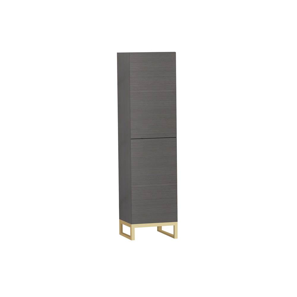 Madeli - Madeli Savvy 20''W x 18''D x 76''H Free Standing Linen Cabinet L Hinged in Ash Grey/HW: No Handles - Feet in Satin Brass(SB) - Ash Gray With Satin Brass