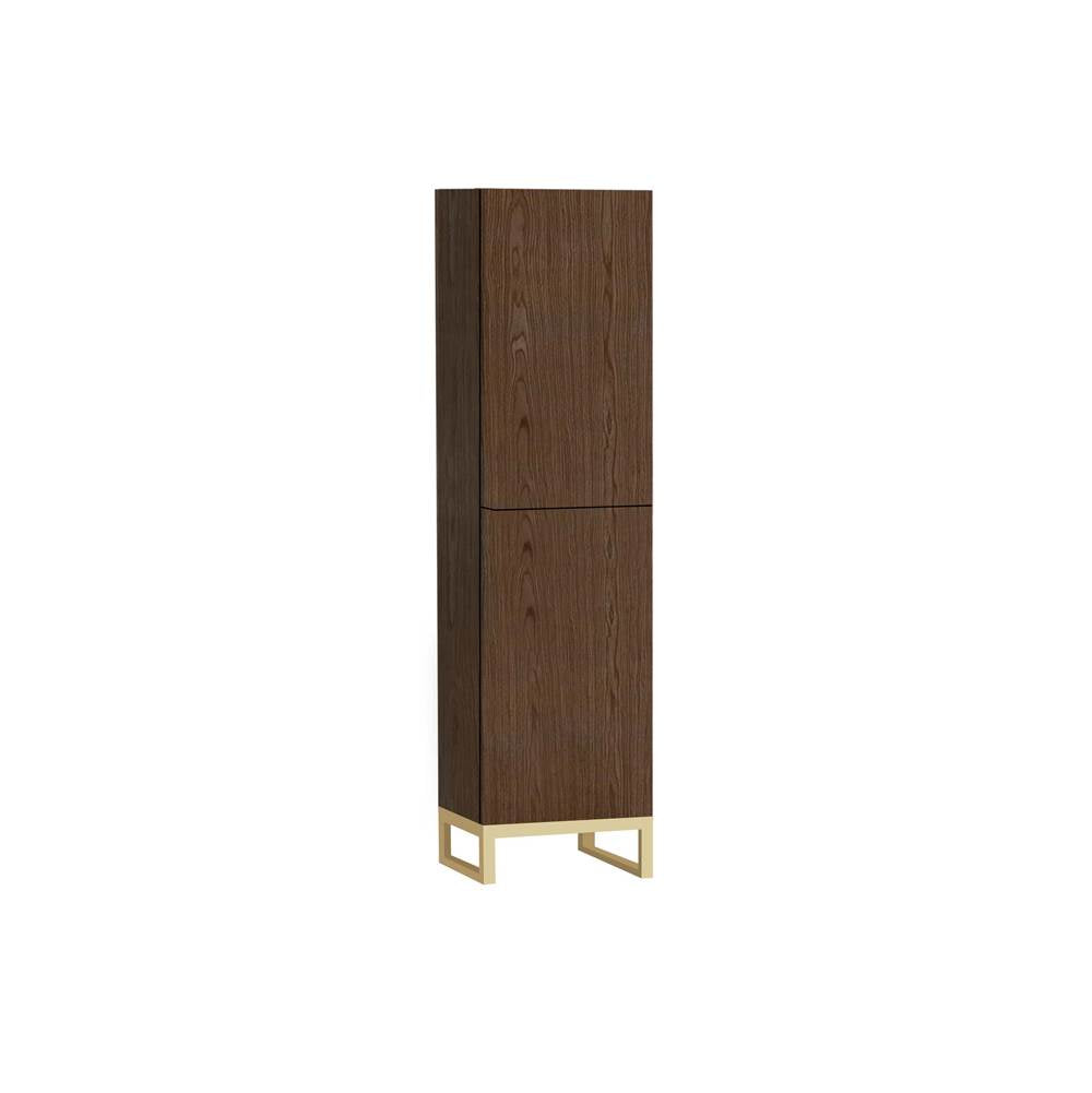Madeli - Madeli Savvy 20''W x 18''D x 76''H Free Standing Linen Cabinet L Hinged in Brandy/HW:No Handles - Feet in Polished Nickel(PN) - Brandy With Polished Nickel