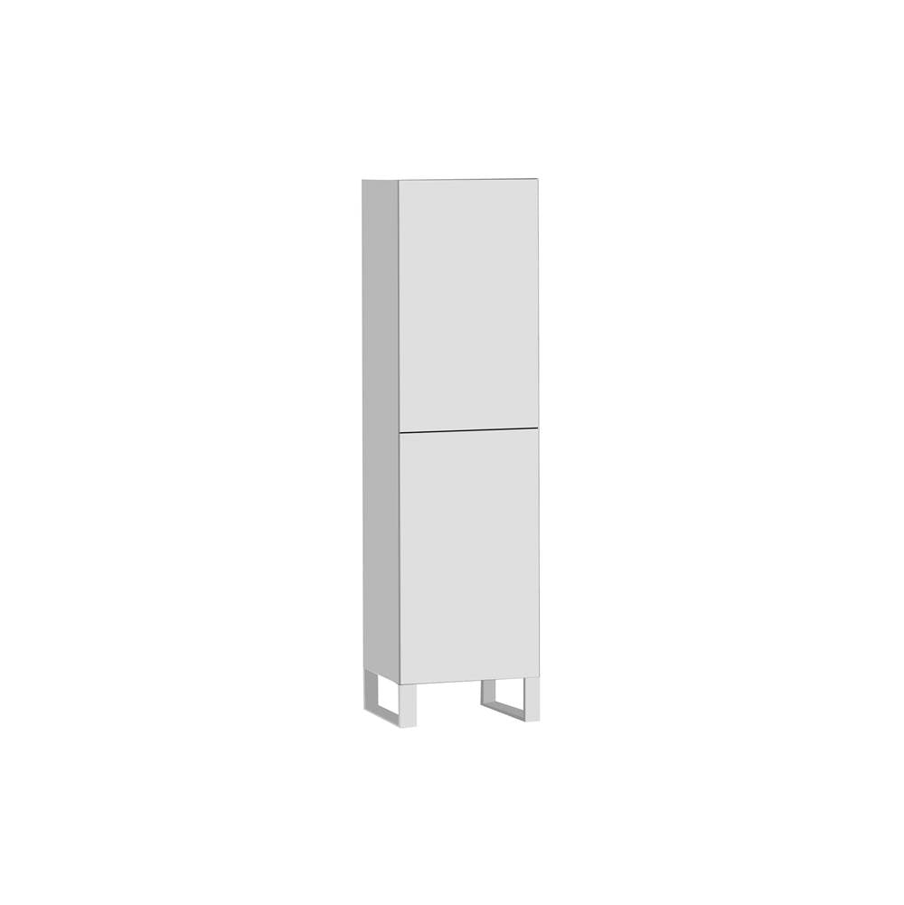 Madeli - Madeli Savvy 20''W x 18''D x 76''H Free Standing Linen Cabinet L Hinged in White/HW: No Handles - Feet in Brushed Nickel(BN) - White With Brushed Nickel