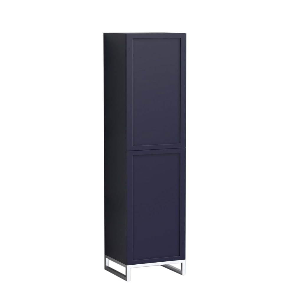 Madeli - Madeli Portrait 20''W x 18''D x 76''HW x 18''D x 76''H Free Standing Linen Cabinet L Hinged in Sapphire/HW: No Handles - Feet Polished Nickel(PN) - Sapphire With Polished Nickel