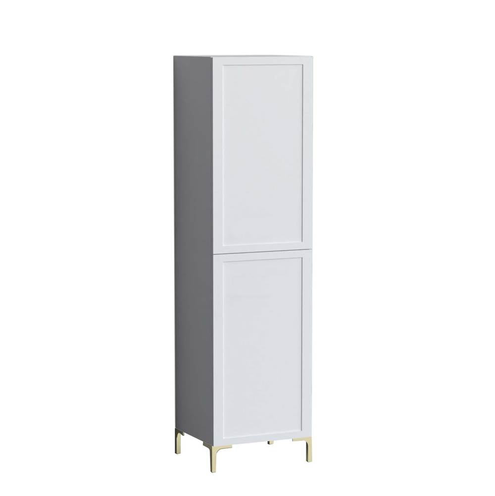 Madeli - Madeli Portrait 20''W x 18''D x 76''HW x 18''D x 76''H Free Standing Linen Cabinet L Hinged in White/HW: No Handles - Feet Matte Black(MB) - White With Matte Black