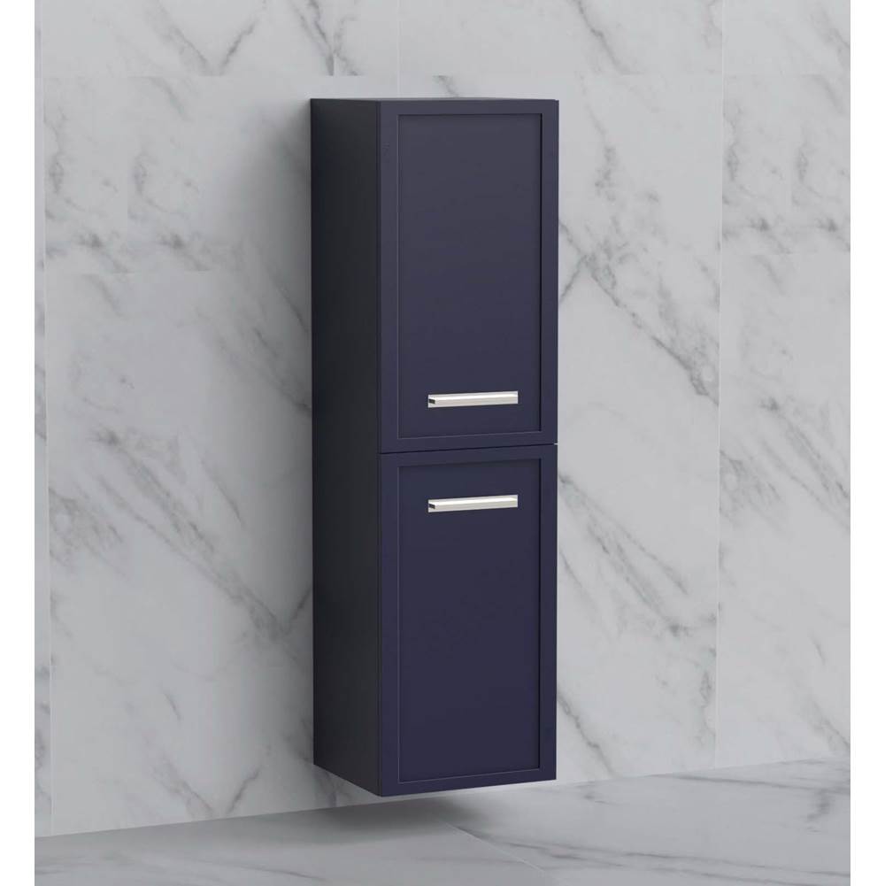 Madeli - Madeli Contour 20''W x 18''D x 71''H Wall Hung Linen Cabinet L Hinged in Sapphire/HW: Handles Polished Chrome(PC) - Sapphire With Polished Chrome