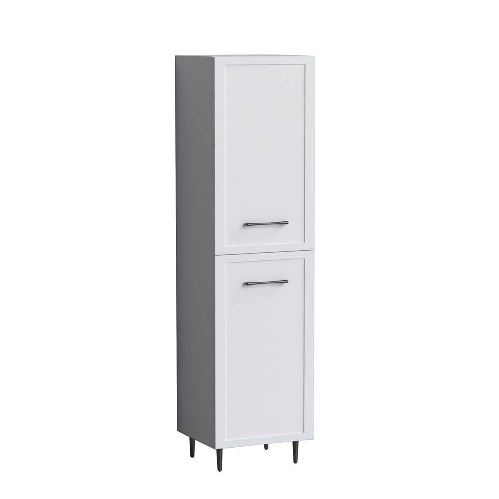 Madeli - Madeli Portrait 20''W x 18''D x 76''H Free Standing Linen Cabinet R Hinged in White/HW: Handles/Feet Polished Chrome(PC) - White With Polished Chrome