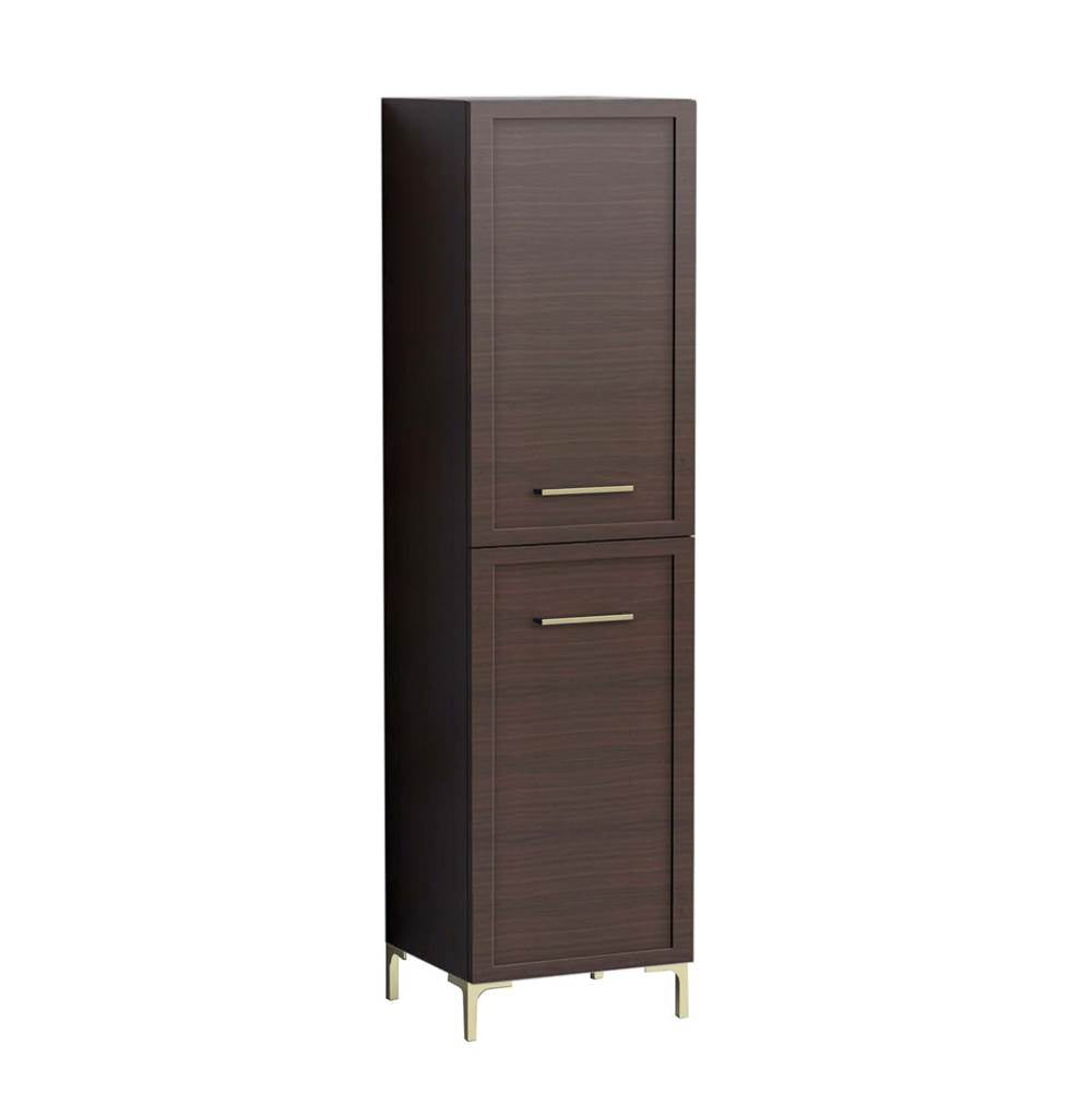 Madeli - Madeli Portrait 20''W x 18''D x 76''H Free Standing Linen Cabinet R Hinged in Walnut/HW: Handles/Feet Polished Chrome(PC) - Walnut With Polished Chrome