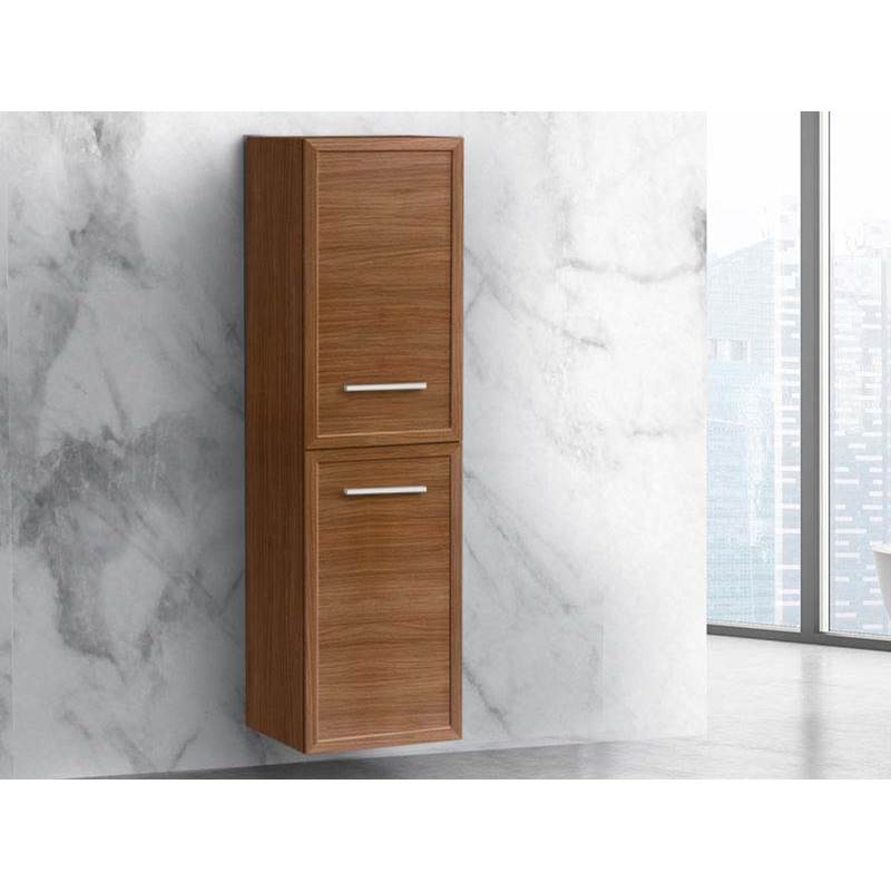 Madeli - Madeli Contour 20''W x 18''D x 71''H Wall Hung Linen Cabinet R Hinged in Natural Walnut/HW: Handles Polished Chrome(PC) - Natural Walnut With Polished Chrome