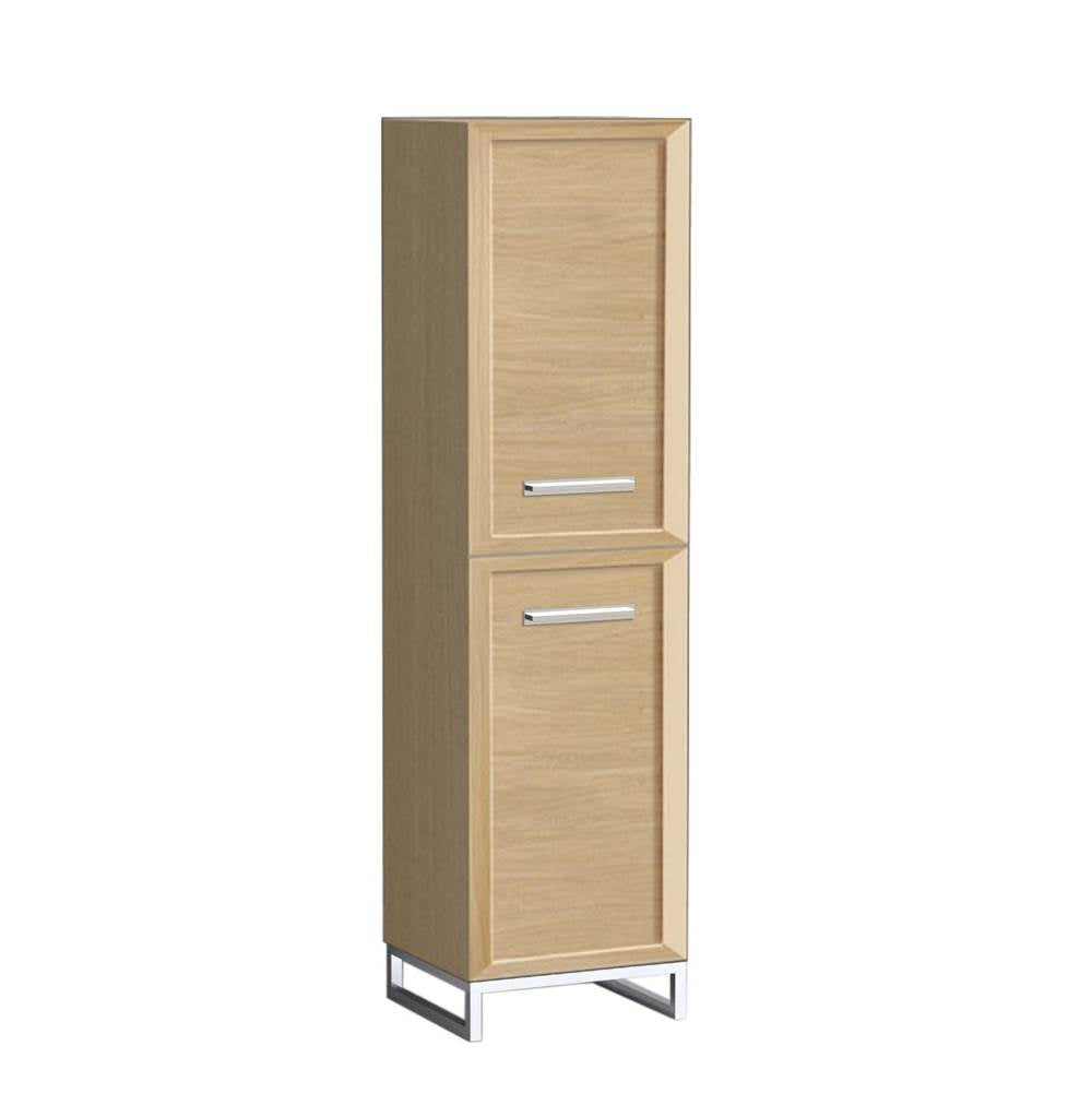 Madeli - Madeli Portrait 20''W x 18''D x 76''H Free Standing Linen Cabinet L Hinged in Natural Oak/HW: Handles/Feet Polished Nickel(PN) - Natural Oak With Polished Nickel