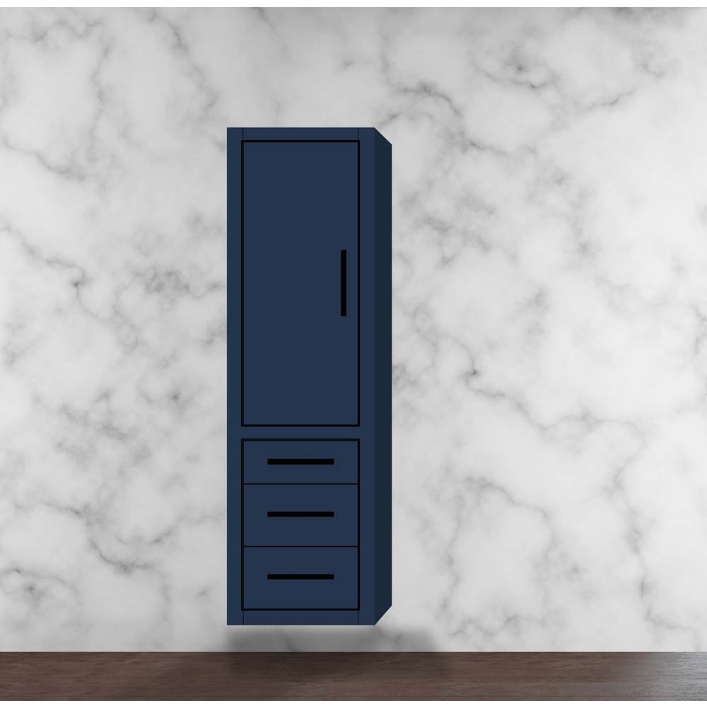 Madeli - Madeli Villa 20''W x 18''D x 71''H Wall Hung Linen Cabinet L Hinged In Sapphire/HW: Matte Black(MB) - Sapphire With Matte Black